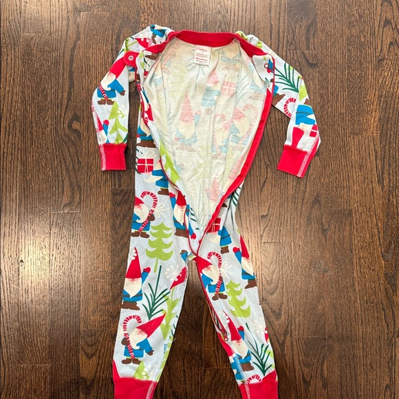 Hanna Andersson christmas holiday Gnome Print Kids Footie pajamas size 3 90 - Picture 4 of 6